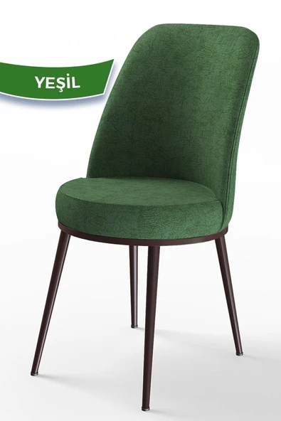 Canisa Concept Dexa Serisi, Üst Kalite Yemek Odası Sandalyesi, Metal Kahverengi Iskeletli, 1 Adet Yeşil ürün görseli 1