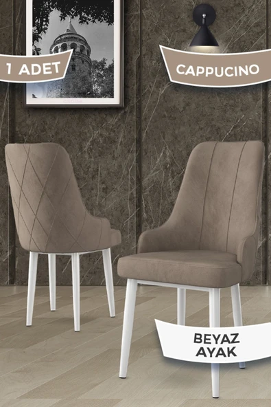 Canisa Concept Trex Serisi 1.sınıf Babyface Kumaş 1 Adet Cappucino Sandalye Beyaz Metal Ayak ürün görseli 1