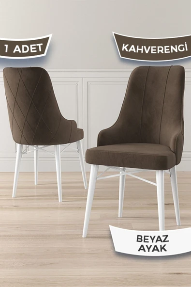 Canisa Concept Neta Serisi, 1.sınıf Babyface Kumaş Kahve Sandalye, Beyaz Gürgen Ayak ürün görseli 1