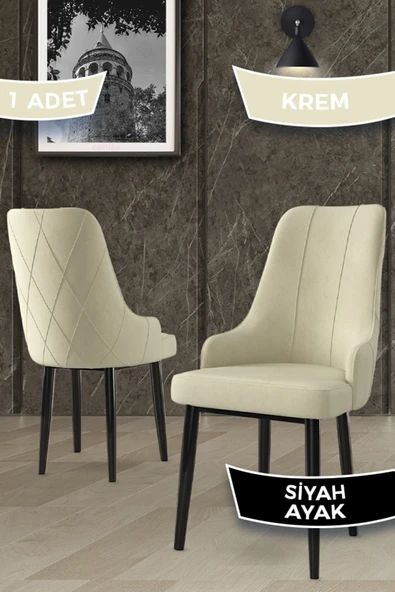 Canisa Concept Trex Serisi 1.sınıf Babyface Kumaş 1 Adet Krem Sandalye Siyah Metal Ayak ürün görseli 1