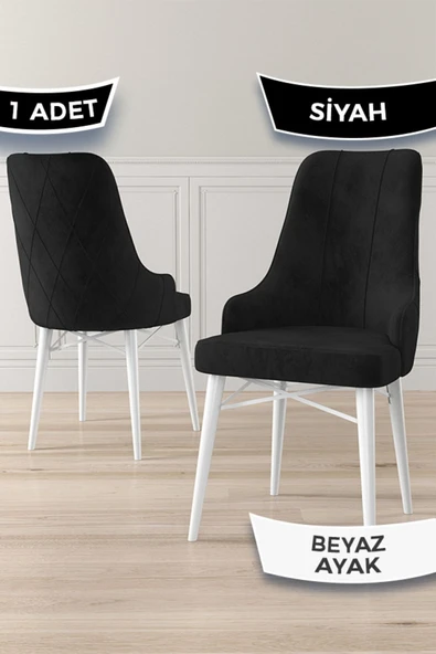 Canisa Neta Serisi, 1.sınıf Babyface Kumaş Siyah Sandalye, Beyaz Gürgen Ayak ürün görseli 1