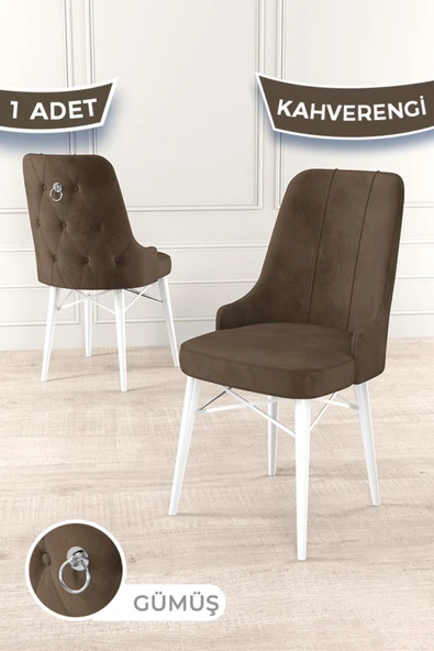 Canisa Concept Pare Serisi, 1.sınıf Babyface Ithal Kumaş, Kahve Sandalye, Beyaz Gürgen Ayak, Gümüş Halka ürün görseli 1