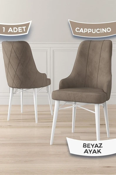 Canisa Neta Serisi, 1.sınıf Babyface Kumaş Sandalye, Beyaz Gürgen Ayak, 1 Adet Cappucino Sandalye ürün görseli 1
