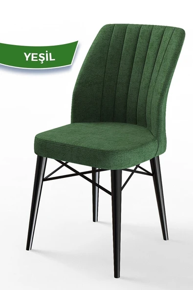 Canisa Concept Flex Serisi, Üst Kalite Mutfak Sandalyesi, Gürgen Siyah Ahşap Ayak, Haki Yeşil Sandalye ürün görseli 1