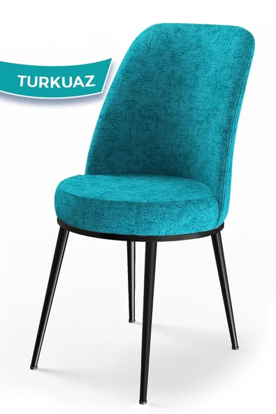 Canisa Concept Dexa Serisi, Üst Kalite Yemek Odası Sandalyesi, Metal Siyah Iskeletli, 1 Adet Turkuaz ürün görseli 1