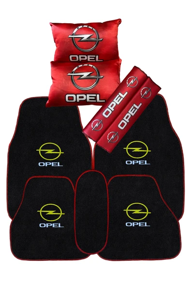 Opel Araçlara Uyumlu Nakış İşlemeli 5 Parça Oto Halı Paspas & Dijital Baskılı Kırmızı Konfor Seti ürün görseli 1
