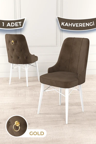 Canisa Concept Pare Serisi, 1.sınıf Babyface Kumaş, Kahve Sandalye, Beyaz Gürgen Ayak , Gold Halka ürün görseli 1
