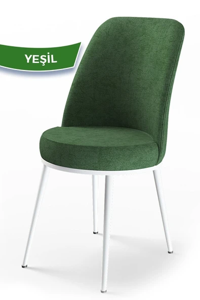 Canisa Concept Dexa Serisi Sandalye, Haki Yeşil Sandalye Beyaz Ayak ürün görseli 1