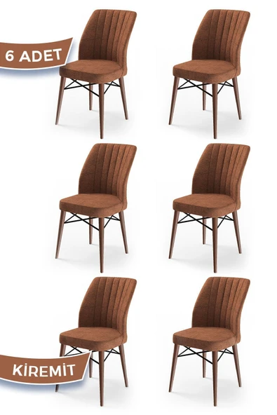 Canisa Concept Flex Serisi Gürgen Ayaklı 1.sınıf Sandalye , 6 Adet , Kiremit Sandalye , Ayaklar Ceviz ürün görseli 1