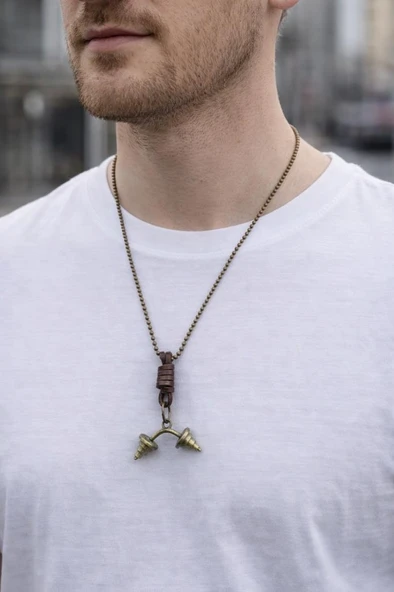 Erkek Vintage Döküm Metal Kolye Zincirli Unisex Tasarım ürün görseli 1