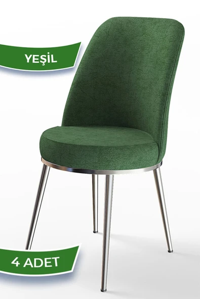 Canisa Concept Dexa Serisi Yeşil Renk 4 Adet Sandalye, Renk Yeşil, Ayaklar Krom ürün görseli 1