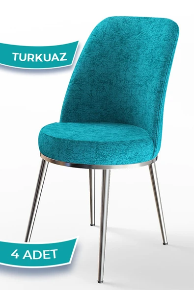 Canisa Concept Dexa Serisi Turkuaz Renk 4 Adet Sandalye, Renk Turkuaz, Ayaklar Krom ürün görseli 1