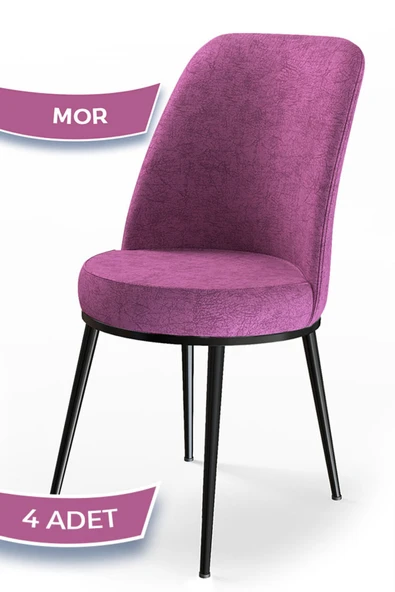 Canisa Concept Dexa Serisi Mor Renk 4 Adet Sandalye, Renk Mor, Ayaklar Siyah ürün görseli 1