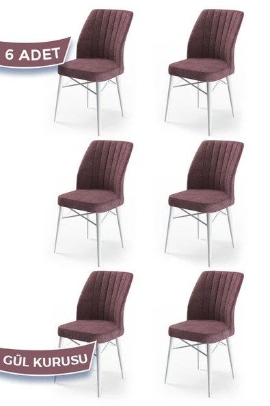 Canisa Concept Flex Serisi Gürgen Ayaklı 1.sınıf Sandalye , 6 Adet , Gülkurusu Sandalye , Ayaklar Beyaz ürün görseli 1