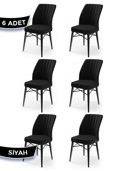 Canisa Concept Flex Serisi, Siyah Sandalye , Siyah Gürgen Ayaklı 1.sınıf 6 Adet Sandalye ürün görseli 1