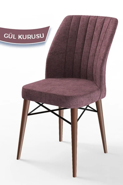 Canisa Flex Serisi, Üst Kalite Mutfak Sandalyesi, Gülkurusu Sandalye, Gürgen Ceviz Ahşap Ayak ürün görseli 1