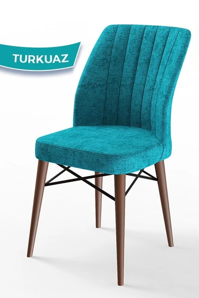 Canisa Flex Serisi, Üst Kalite Mutfak Sandalyesi, Turkuaz Sandalye, Gürgen Ceviz Ahşap Ayak ürün görseli 1