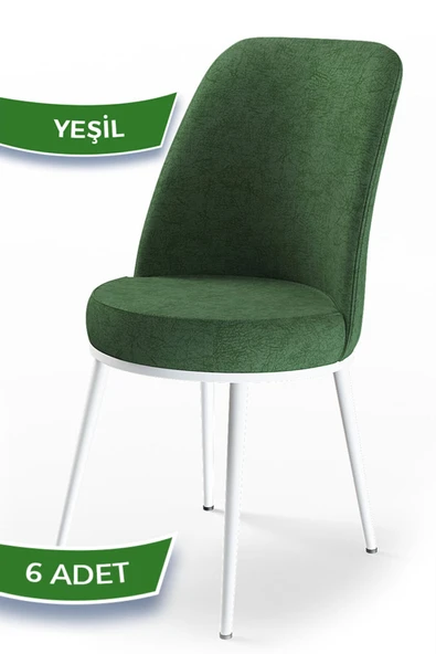 Canisa Concept Dexa Serisi Yeşil Renk 6 Adet Sandalye, Renk Yeşil, Ayaklar Beyaz ürün görseli 1