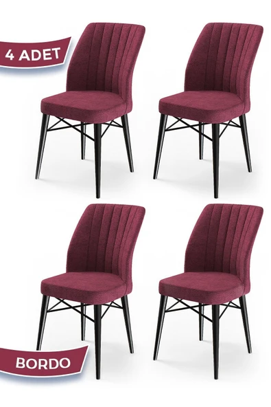 Canisa Concept Flex Serisi 4 Adet Bordo Renk Sandalye ürün görseli 1