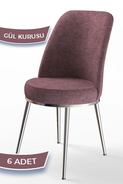 Canisa Concept Dexa Serisi Gülkurusu Renk 6 Adet Sandalye, Renk Gülkurusu, Ayaklar Krom ürün görseli 1