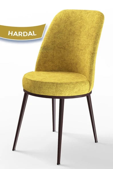 Canisa Concept Dexa Serisi Hardal Sarısı Renk Sandalye Mutfak Sandalyesi, Yemek Sandalyesi Ayaklar Kahverengi ürün görseli 1