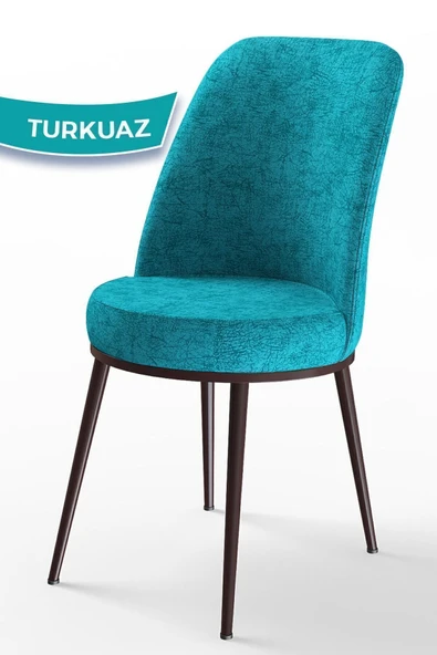 Canisa Concept Dexa Serisi Turkuaz Sandalye -ayakları Kahverengi 1.sınıf Mutfak Sandalyesi Silinebilir Kumaş ürün görseli 1