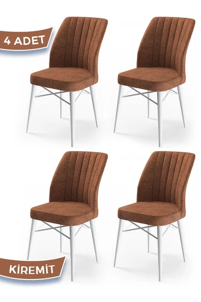 Canisa Concept Canisa Flex Serisi Gürgen Ayaklı 1.sınıf Sandalye , 4 Adet , Kiremit , Ayaklar Beyaz ürün görseli 1