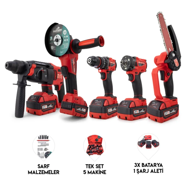 Beşli set MW350R (10mm Ç.Mandren+S.Sıkma+Ş.Spral+Ş.Hilti+Budama) ürün görseli 1