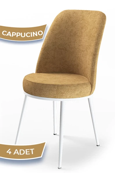 Canisa Concept Canisa Dexa Serisi 1.sınıf Yemek Ve Mutfak Sandalyesi , 4 Adet , Cappucino , Ayaklar Beyaz ürün görseli 1