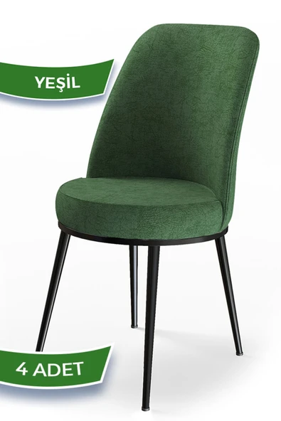Canisa Concept Dexa Serisi Yeşil Renk 4 Adet Sandalye, Renk Yeşil, Ayaklar Siyah ürün görseli 1