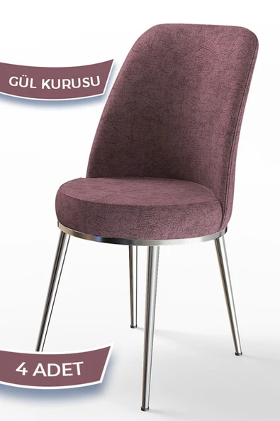 Canisa Concept Dexa Serisi Gülkurusu Renk 4 Adet Sandalye, Renk Gülkurusu, Ayaklar Krom ürün görseli 1