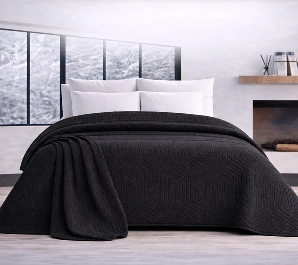 Özdilek Prestige Kalın Embos Çift Kişilik Battaniye (220x240)-Jet Black Yeni ürün görseli 1