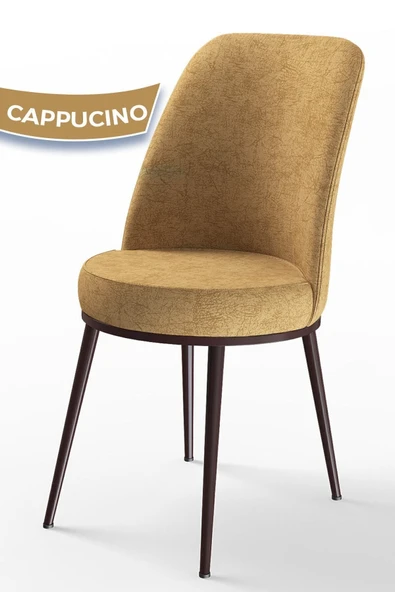 Canisa Concept Dexa Serisi Cappucino Sandalye -ayakları Kahverengi 1.sınıf Mutfak Sandalyesi Silinebilir Kumaş ürün görseli 1