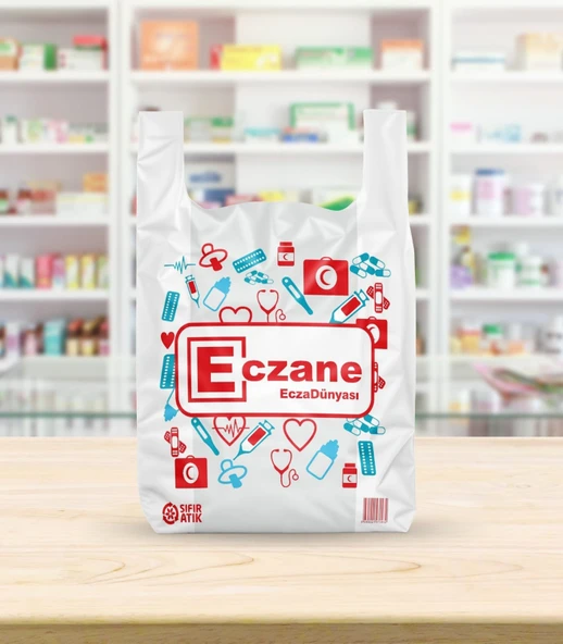 22x33 Küçük Boy Atlet Bio Eczane Baskılı Atlet Poşet ( 1000 Adet) ürün görseli 1