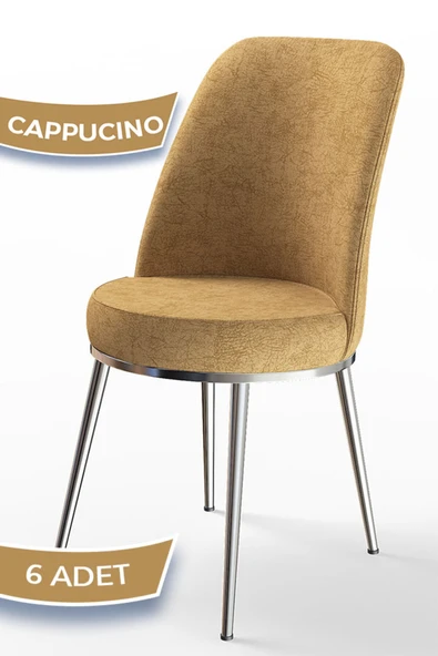 Canisa Concept Canisa Dexa Serisi 1.sınıf Yemek Ve Mutfak Sandalyesi , 6 Adet , Cappucino , Ayaklar Krom ürün görseli 1