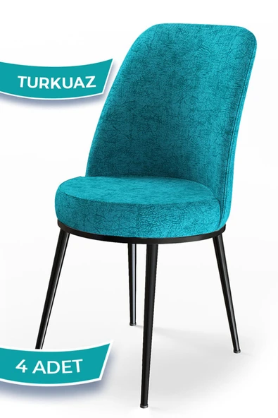Canisa Concept Dexa Serisi Turkuaz Renk 4 Adet Sandalye, Renk Turkuaz, Ayaklar Siyah ürün görseli 1