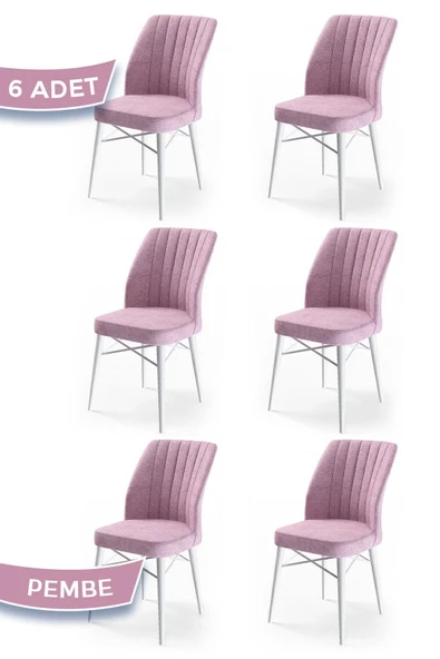 Canisa Concept Flex Serisi Gürgen Ayaklı 1.sınıf Sandalye , 6 Adet , Pembe Sandalye , Ayaklar Beyaz ürün görseli 1