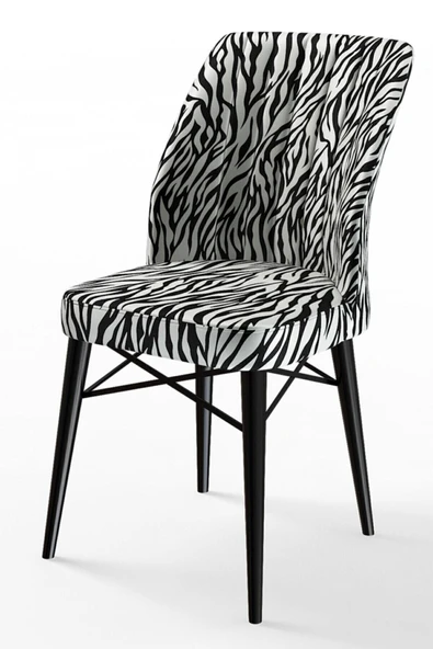 Canisa Concept Canisa Flex Serisi Sandalye Zebra Desen Sandalye Siyah Gürgen Ayaklı ürün görseli 1