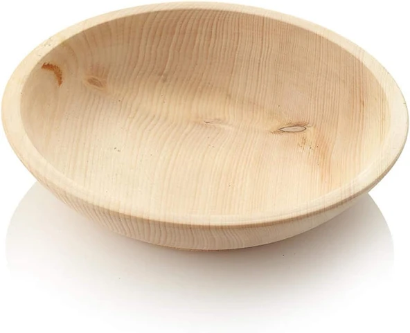 Çam kasesi, çam kasesi, tornalanmış doğal 25 cm çap %100 Alp çam ağacı ahşap kase ürün görseli 1