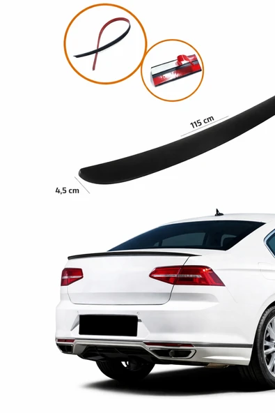 ROAL TUNİNGVolkswagen Passat B8 Geniş Spoiler Bagaj Üstü Parlak Siyah Piano Black 2015-2021 Arası Birebir Uyumlu Rüzgarlık ürün görseli 1