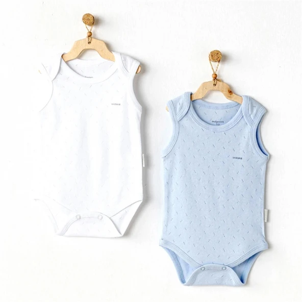 Andywawa Ac25553 Sleeveles Jacquard 2'li Basic Body Blue White ürün görseli 1