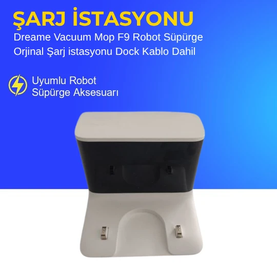 Dreame Vacuum Mop F9 Robot Süpürge Orjinal Şarj istasyonu Dock Kablo Dahil ürün görseli 1