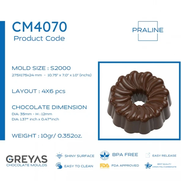 Polikarbon Çiçek Pralin Çikolata Kalıbı 10 gr | Cm-4070 - Resim 2