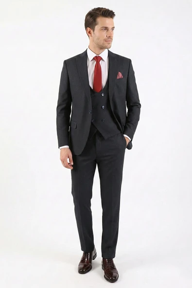 Yelekli Takım Elbise Erkek Slim Fit ürün görseli 1