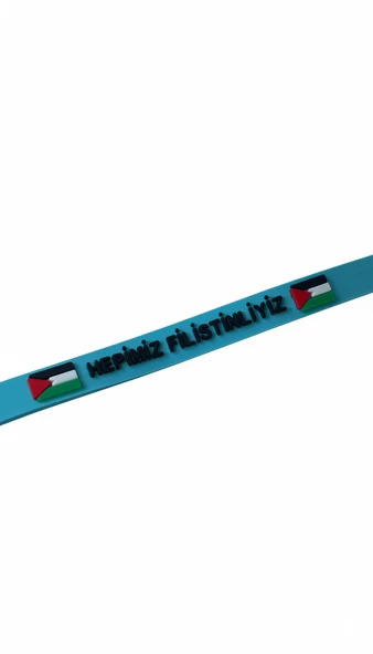 Filistinli "Hepimiz Filistinliyiz" Mavi Kokolu Lastik Ayarlanılabilir El Bileklik A300074 ürün görseli 1