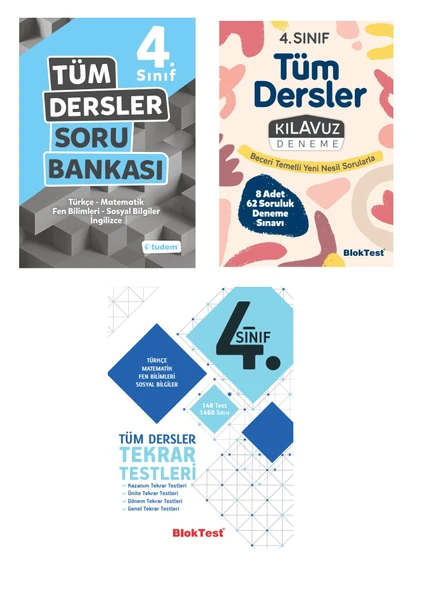 Tudem Yayınları 4. SInıf Tüm Dersler Soru Bankası Deneme Test 3 Kitap Set ürün görseli 1