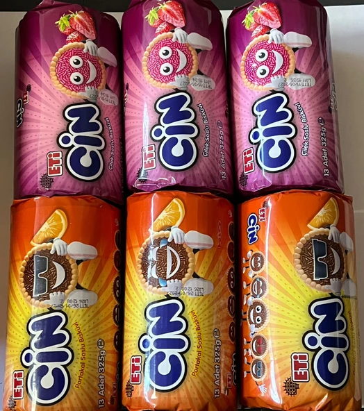 Eti KARMA CİN ÇİLEKLİ 325GRX3 ADET-PORTAKALLI 325GR X3 ADET BİSKÜVİ ürün görseli 1