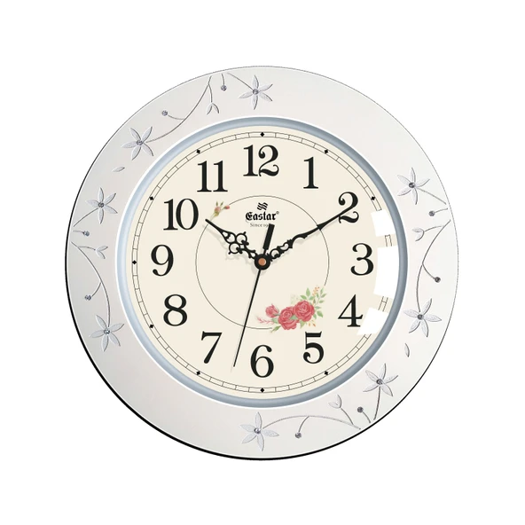 Eastar AW7011 A Doğal Ahşap Çerçeveli Sessiz Duvar Saati (34.8 cm) ürün görseli 1