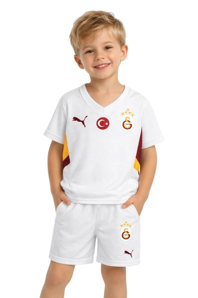 Galatasaray Orijinal Lisanslı 24-25 5 Yıldızlı Beyaz Çocuk Forma Set ürün görseli 1