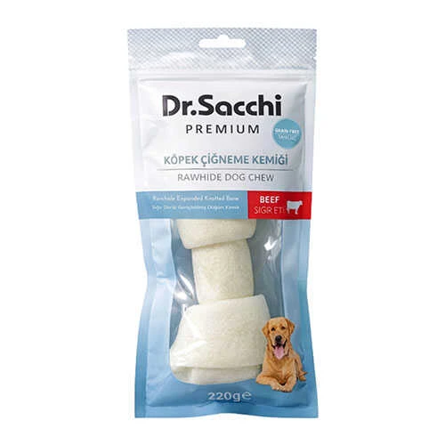Dr.Sacchi Premium Sığır Etli Sığır Derisi Genişletilmiş Düğüm Kemik Tahılsız Köpek Ödülü 10-11'' 1'li 220 Gr ürün görseli 1